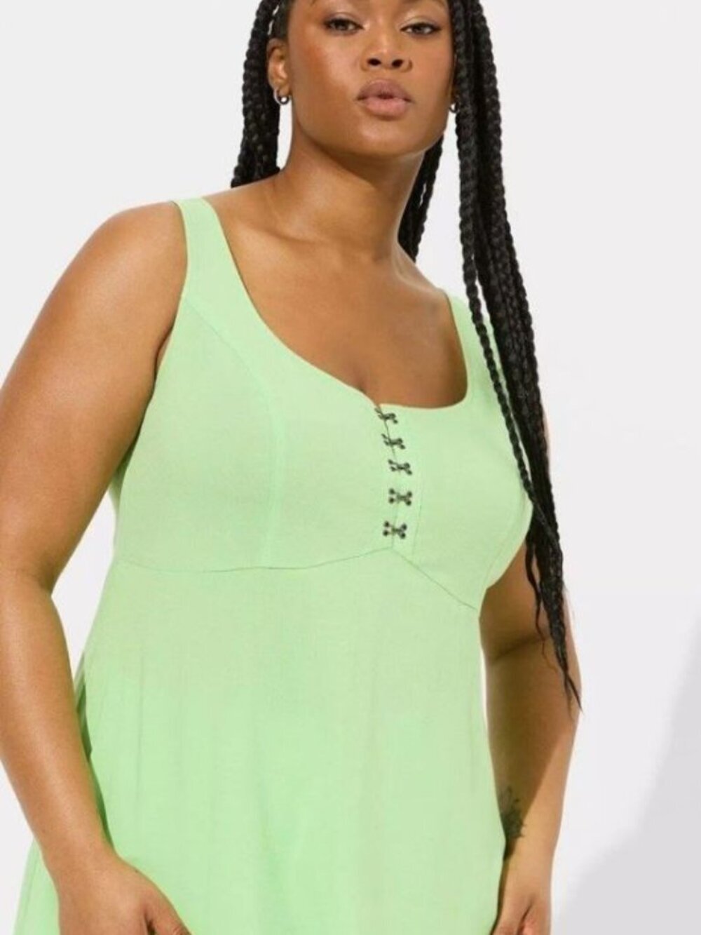 Torrid Fit And Flare Rayon Slub Sleeveless Top Lime Green Size 1X